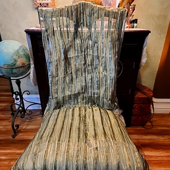 FINAL CLEARANCE Pair Dining Chair Covers With Tie Back Heavy sheer shiny - Picture 1 of 10